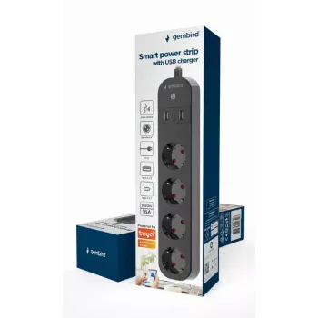 Jatkojohto Gembird TSL-PS-S4U-01 Smart 4 AC-lähtöä