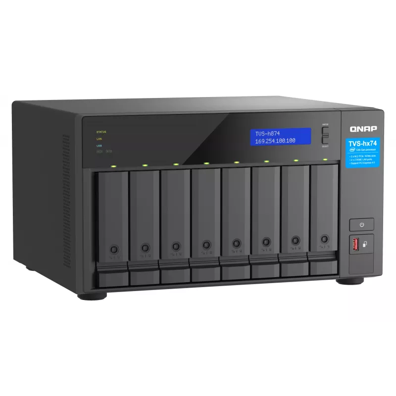 QNAP TVS-h874 NAS-tornikotelo Intel® Core™ i7 32 GB DDR4 0 TB QuTS hero Black