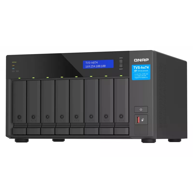 QNAP TVS-h874 NAS-tornikotelo Intel® Core™ i7 32 GB DDR4 0 TB QuTS hero Black