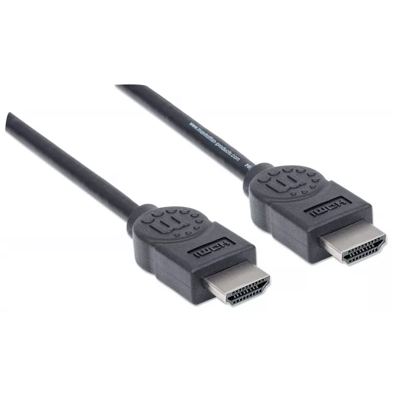 Manhattan 306119 HDMI-kaapeli, HDMI uros – HDMI uros, suojattu, 1,8 m, musta