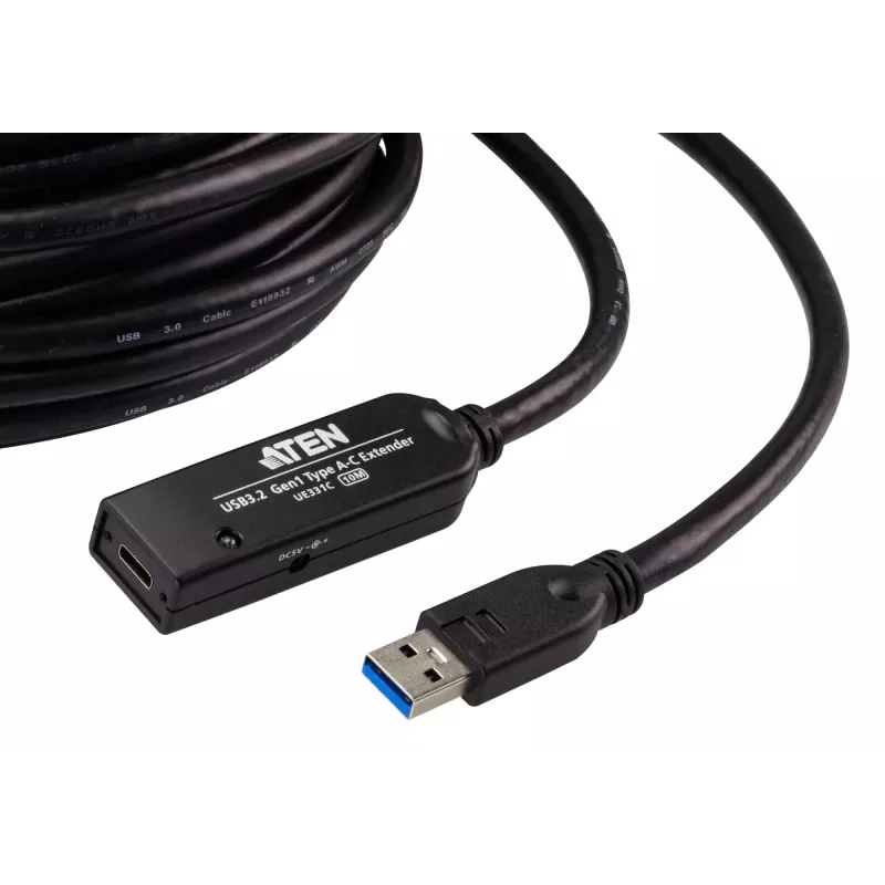 ATEN USB 3.2 Gen1 -jatkojohto 10m USB A - USB C musta