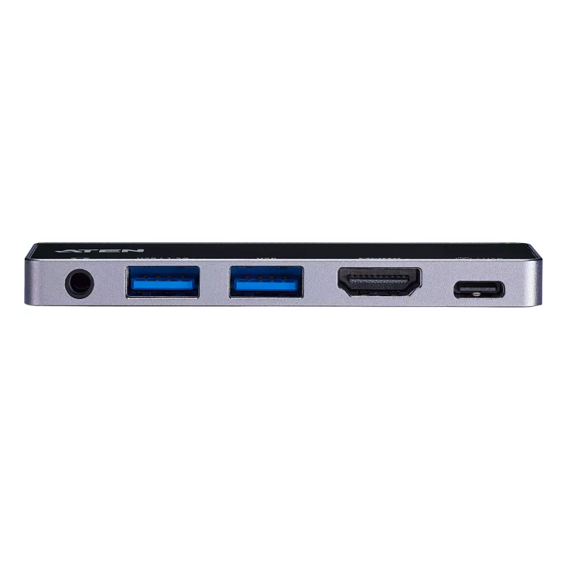 ATEN USB-C-matkatelakka virransyötöllä, universaali, USB Type-C, musta, hopea