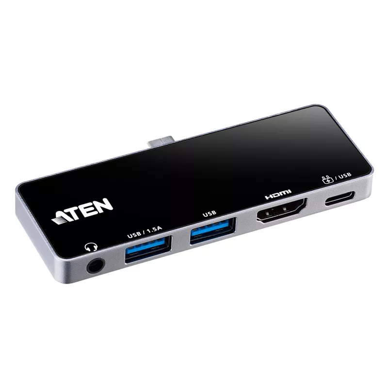 ATEN USB-C-matkatelakka virransyötöllä, universaali, USB Type-C, musta, hopea