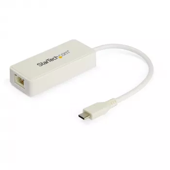 StarTech.com USB-C - Gigabit Ethernet -sovitin USB-A-portilla – valkoinen 1 Gbit/s NIC USB 3.0/USB 3.1 Type-C-verkkosovitin – 1GbE USB-C RJ45/LAN TB3-yhteensopiva Windows MacBook Pro Chromebook