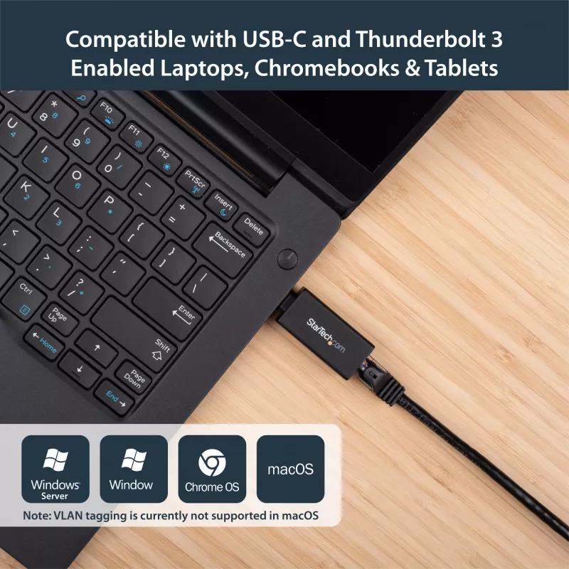StarTech.com USB C - Gigabit Ethernet -sovitin – 1 Gbit/s NIC USB 3.0/USB 3.1 tyyppi C -verkkosovitin – 1GbE USB-C - RJ45/LAN-portti Thunderbolt 3 -yhteensopiva Windows MacBook Pro Chromebook