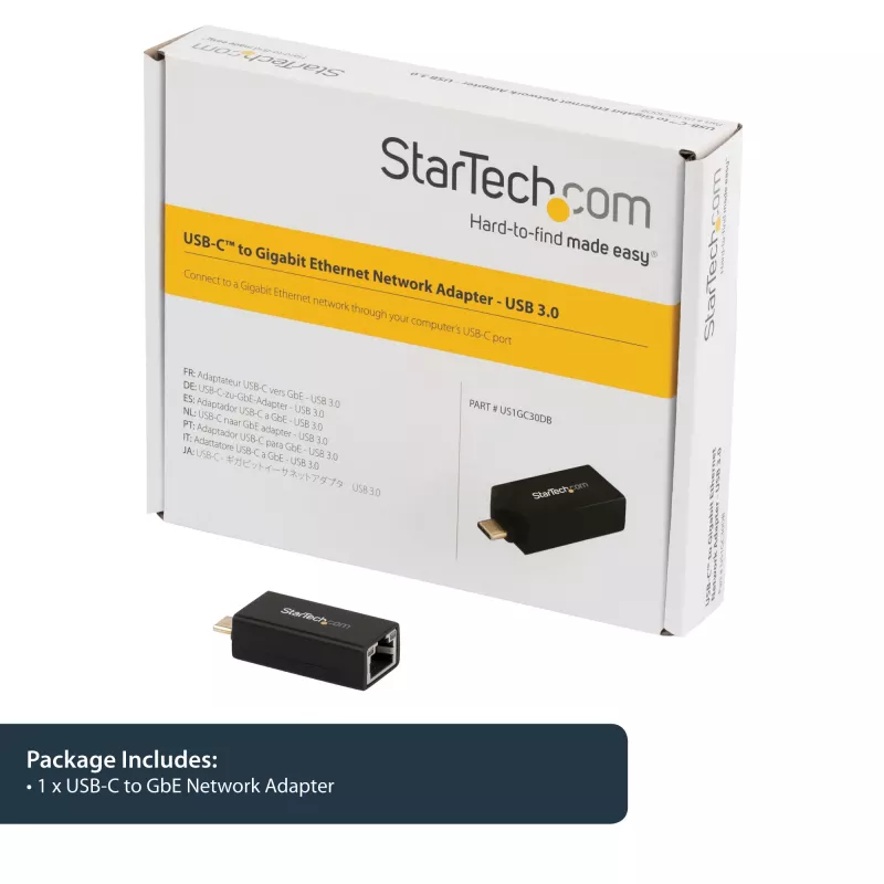 StarTech.com USB C - Gigabit Ethernet -sovitin – 1 Gbit/s NIC USB 3.0/USB 3.1 tyyppi C -verkkosovitin – 1GbE USB-C - RJ45/LAN-portti Thunderbolt 3 -yhteensopiva Windows MacBook Pro Chromebook