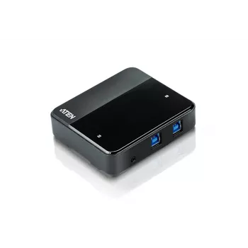 ATEN 2-portin USB 3.0 oheislaitteiden jakokytkin, 5 Gbit/s, Micro-USB Type-B, musta, muovi, 0 - 40 °C, -20 - 60 °C