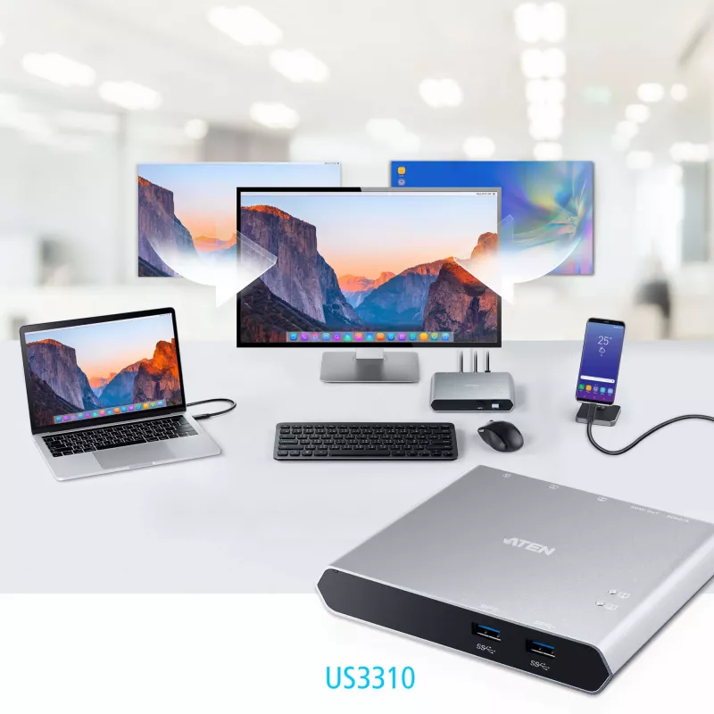 ATEN 2-portin USB-C Gen 1 -telakkakytkin