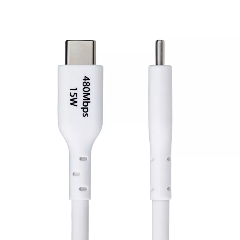 StarTech.com 3 m (9.8 ft) USB-A–USB-C-latauskaapeli, lataus ja synkronointi, 3A, USB 2.0, TPE-päällyste – valkoinen USB-latauskaapeli