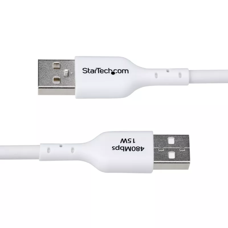 StarTech.com 3 m (9.8 ft) USB-A–USB-C-latauskaapeli, lataus ja synkronointi, 3A, USB 2.0, TPE-päällyste – valkoinen USB-latauskaapeli
