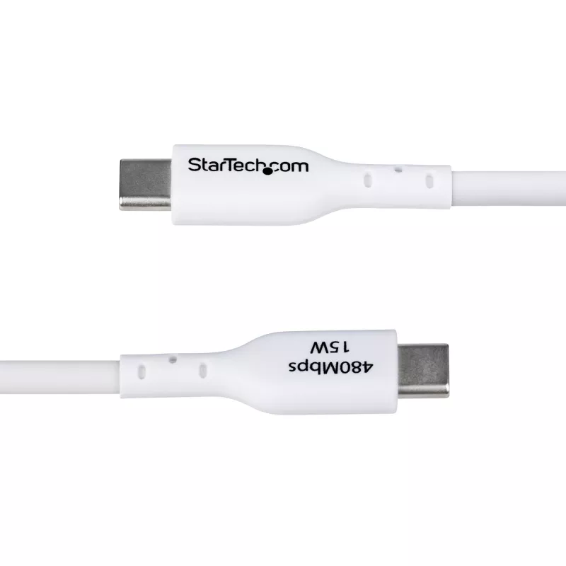 StarTech.com 3 m (9.8 ft) USB-A–USB-C-latauskaapeli, lataus ja synkronointi, 3A, USB 2.0, TPE-päällyste – valkoinen USB-latauskaapeli