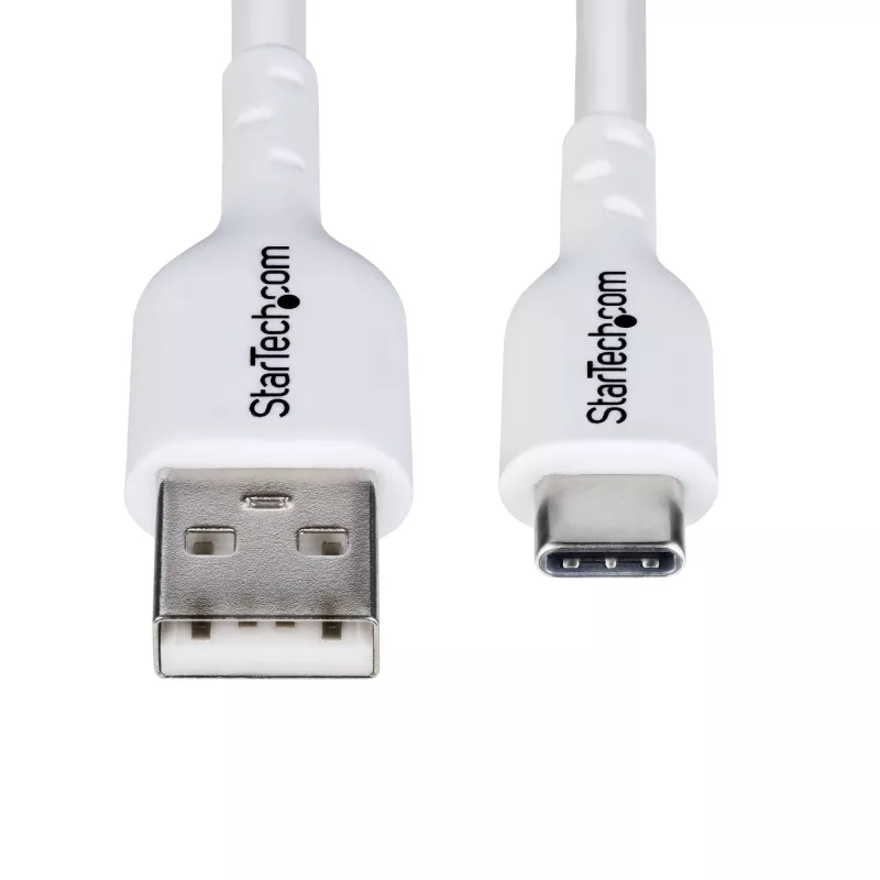 StarTech.com 3 m (9.8 ft) USB-A–USB-C-latauskaapeli, lataus ja synkronointi, 3A, USB 2.0, TPE-päällyste – valkoinen USB-latauskaapeli