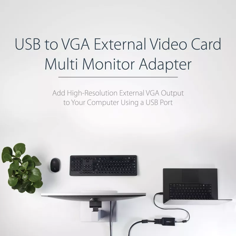 StarTech.com USB 2.0 – VGA-sovitin, USB–VGA-näyttömuunnin Windowsille, 1080p (ei tue macOS/ChromeOS/Linux) - TAA