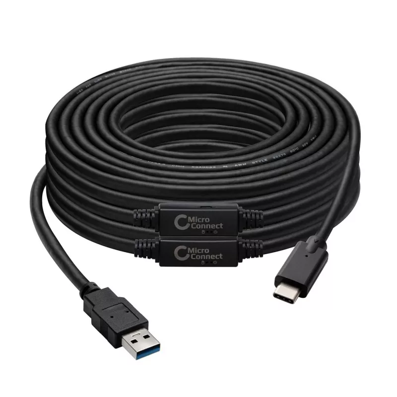 Microconnect USB3.1CA10AMP USB-kaapeli USB 3.2 Gen 1 (3.1 Gen 1) 10 m USB C USB A musta