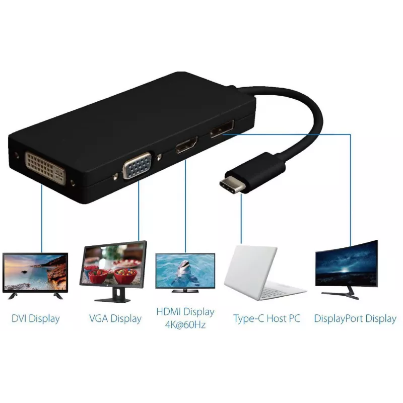 Microconnect USB3.1CCOM10 USB-näytönohjainsovitin 3840 x 2160 pikseliä musta