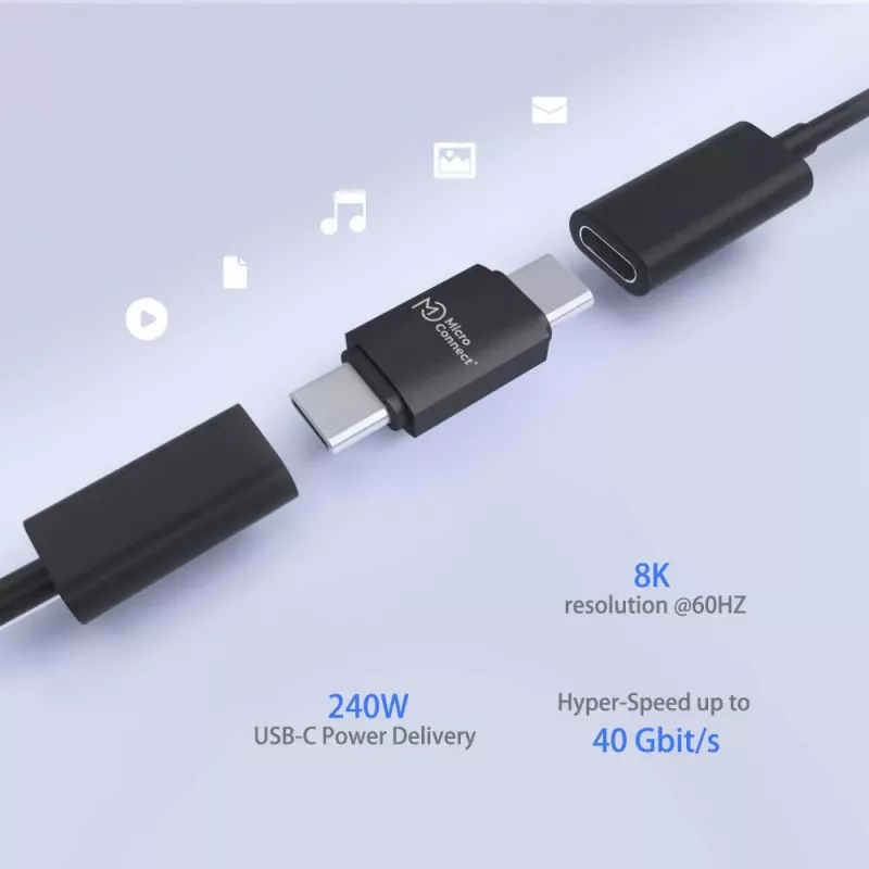 MicroConnect Premium USB4 USB-C -sovitin, 40 Gbit/s, 240 W (USB4-CC-240W)