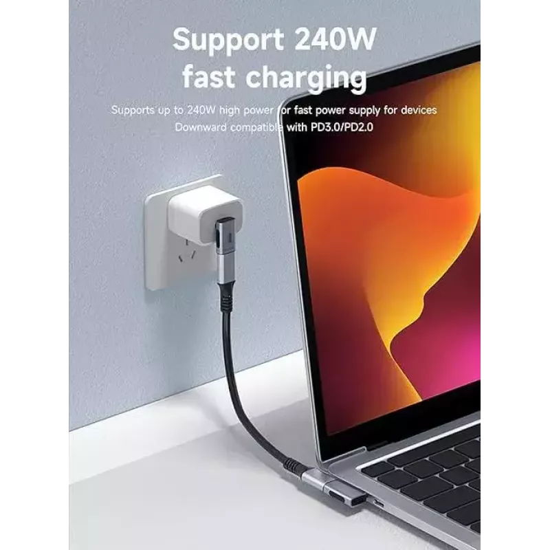 MicroConnect Premium USB4 USB-C kulmasovitin, 40 Gbps, 240 W (USB4-CCFA-240W)