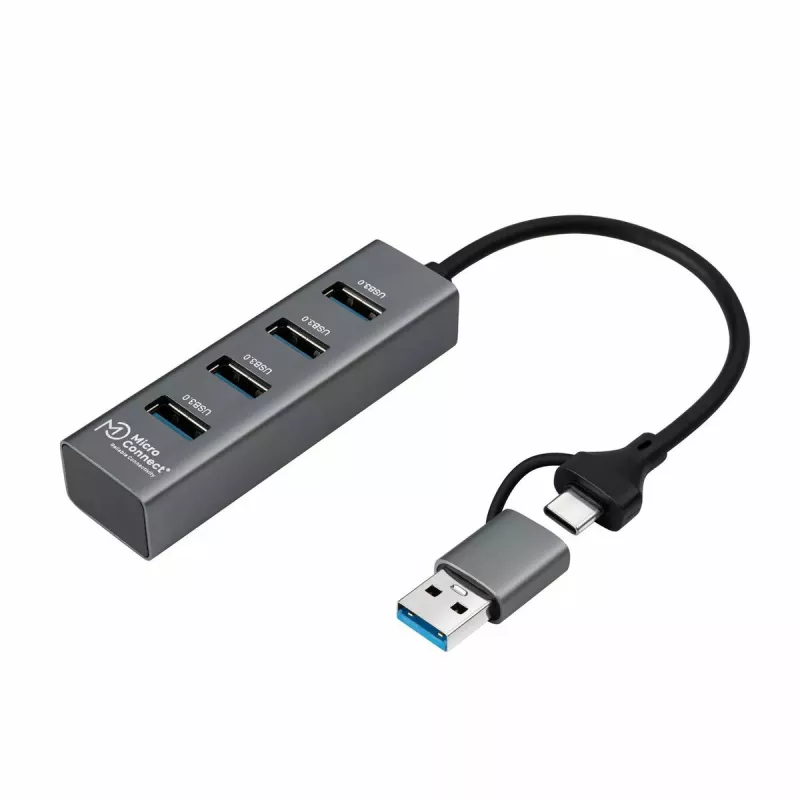 Microconnect USBHUB4-2IN1 USB-keskitin USB 3.2 Gen 1 (3.1 Gen 1) Type-A 5000 Mbit/s musta