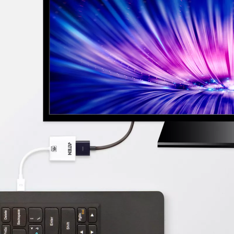 ATEN 4K Active mini DisplayPort - HDMI -muunnin, 3D, enintään 3840 x 2160 @30Hz