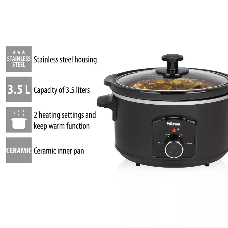 Haudutuspadat Tristar VS-3915 3,5L musta kiertosäädin 180W