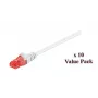 Microconnect V-UTP602WVP Cat6 U/UTP -verkkokaapeli 2 m, valkoinen, 10 kpl:n pakkaus