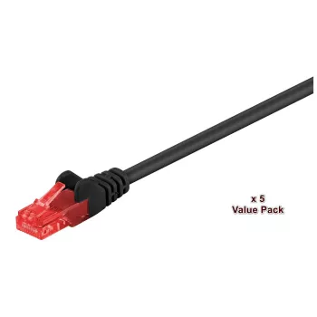 Microconnect V-UTP615SVP Cat6 U/UTP verkkokaapeli, 15 m, musta, 5 kpl:n pakkaus