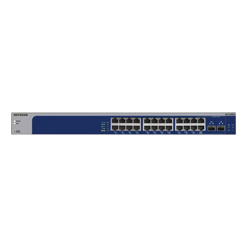 NETGEAR XS724EM hallittava L2 10G Ethernet (100/1000/10000) 1U sininen, harmaa