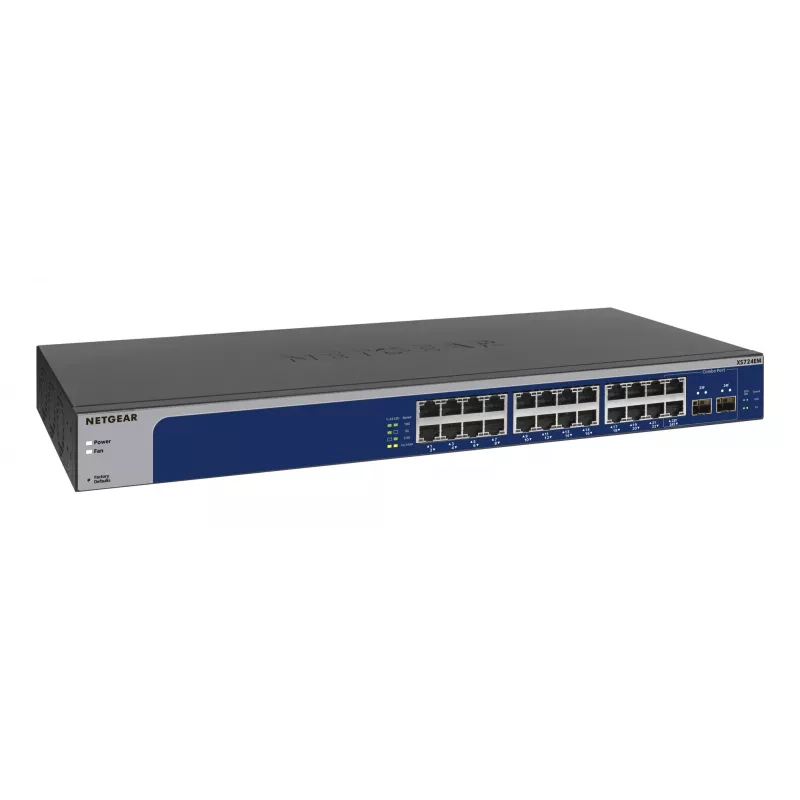 NETGEAR XS724EM hallittava L2 10G Ethernet (100/1000/10000) 1U sininen, harmaa