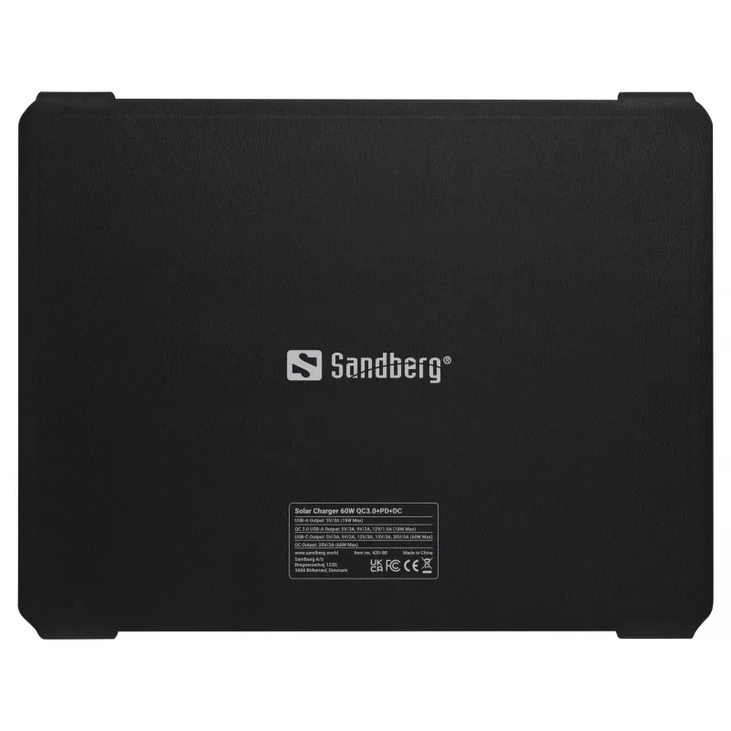 Sandberg aurinkolaturi 60W QC3.0+PD+DC monokristallinen musta