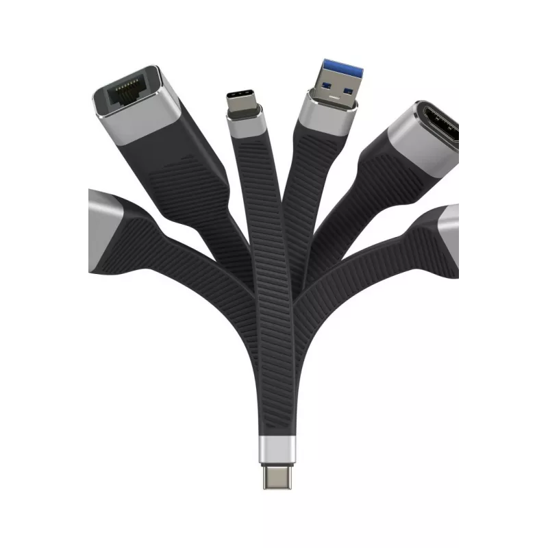 Techly ICOC-USBC-FL-U4 USB4 Gen3 USB-C–USB-C joustava litteä kaapeli, 0,124 m