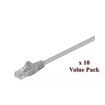 Microconnect V-UTP505VP Cat5e U/UTP verkkokaapeli, 5 m, harmaa, 10 kpl:n pakkaus