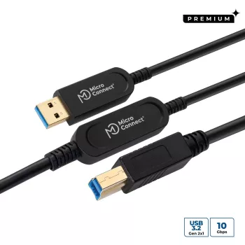 Microconnect MC-USB3.0AB20OP USB-kaapeli USB 3.2 Gen 2 (3.1 Gen 2) 20 m USB A USB B musta