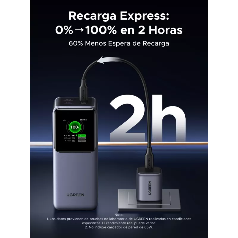 Ugreen 20000mAh 130W pikalataus varavirtalähde litium harmaa