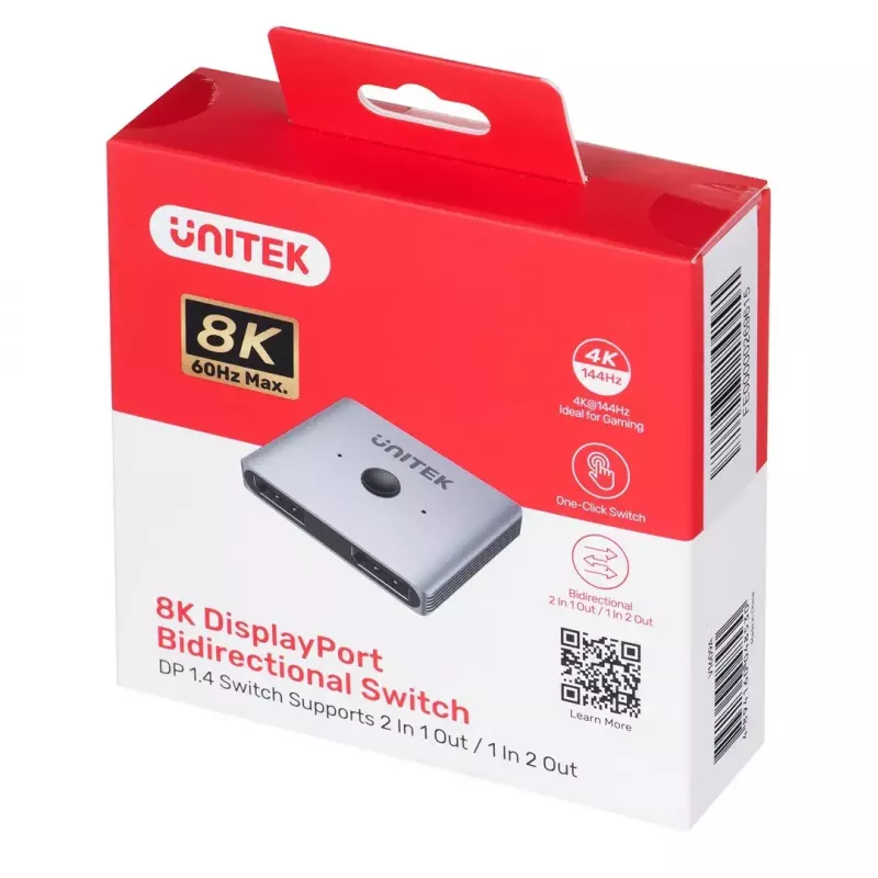 Unitek kaksisuuntainen kytkin DP 1.4 8K 2-in-1 (MPN V1609A)