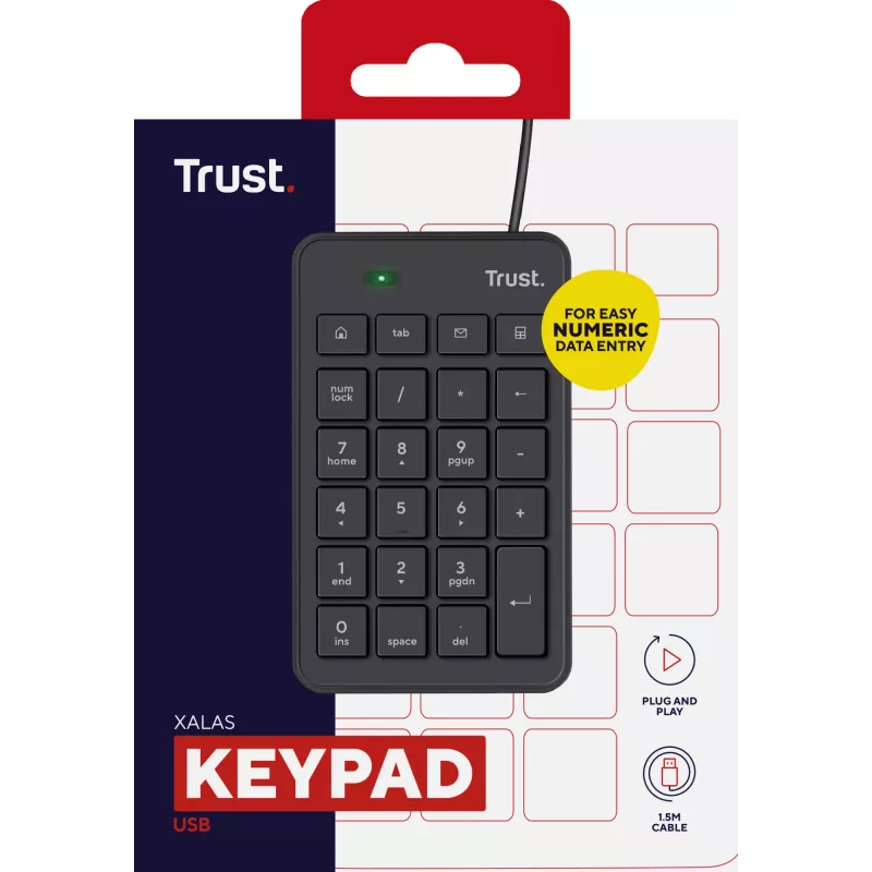 Trust 22221 numeronäppäimistö kannettavaan/PC USB musta