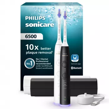 Äänihammasharja Philips Series 6500 HX7419/01 — äänitekniikka, 62 000 liikettä/min, 3 tilaa, paineentunnistin, 2 kahvaa, 2 harjaspäätä, matkakotelo