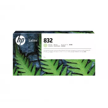 HP 832 1 litran Overcoat lateksimustekasetti, HP Latex 700, 700 W, 800, 800 W -tulostimet, lämpömustesuihkutulostus, Kiina, USA, Singapore, 243 mm, 64 mm, 125 mm