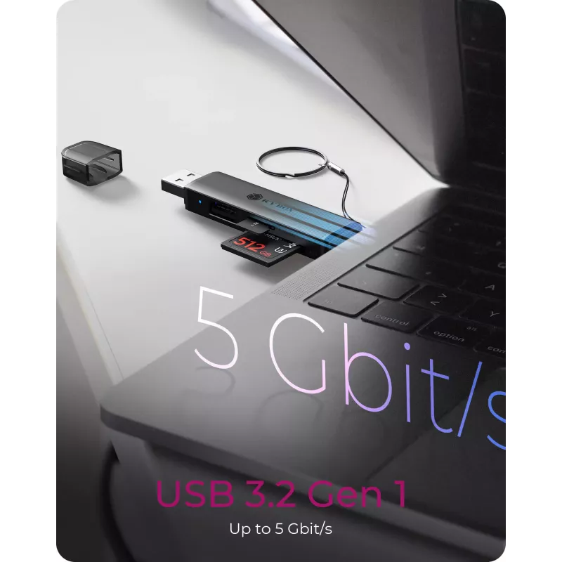 Kortinlukija icybox 61179 – USB 3.2 Gen1 3-in-1, USB Type-C- ja Type-A-liitännät