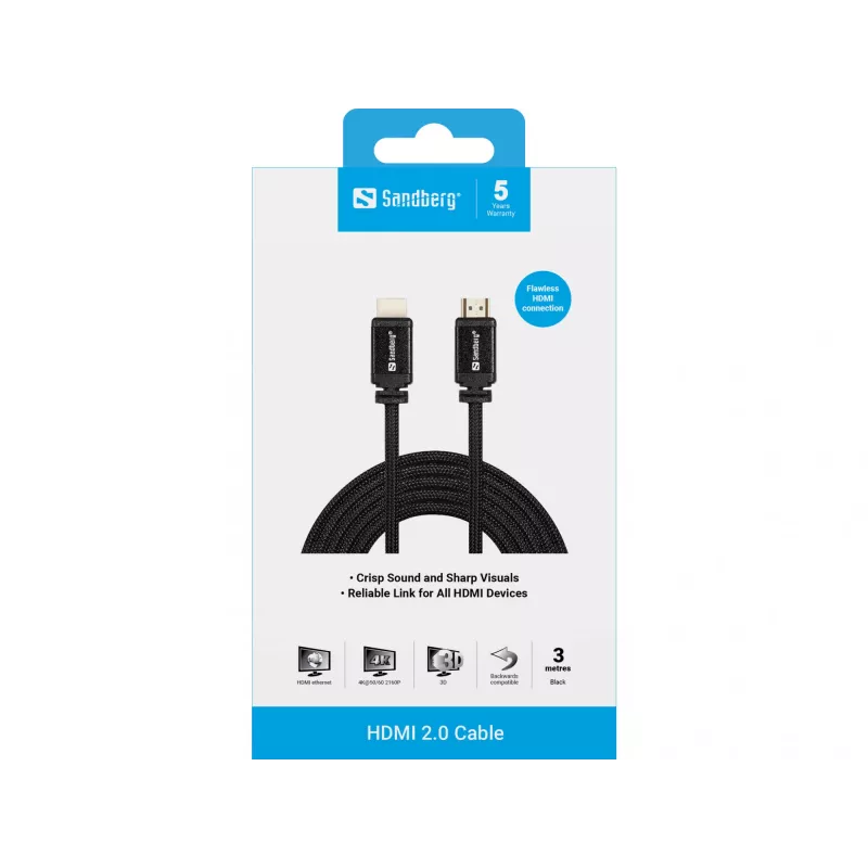HDMI-kaapeli Sandberg HDMI 2.0 19M-19M 3m