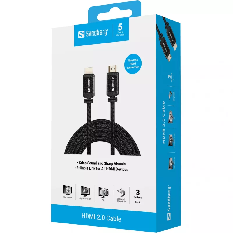 HDMI-kaapeli Sandberg HDMI 2.0 19M-19M 3m