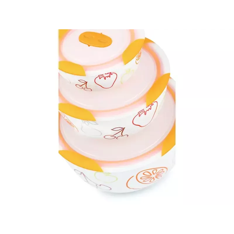 Kulhosetti OURSSON BS2981RC/OR 1,7 l pyöreä keraaminen oranssi valkoinen 3 kpl