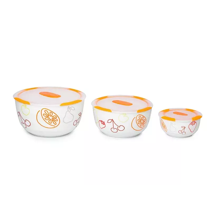Kulhosetti OURSSON BS2981RC/OR 1,7 l pyöreä keraaminen oranssi valkoinen 3 kpl