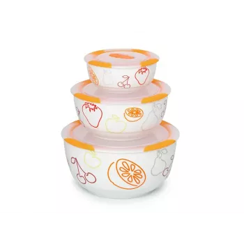 Kulhosetti OURSSON BS2981RC/OR 1,7 l pyöreä keraaminen oranssi valkoinen 3 kpl