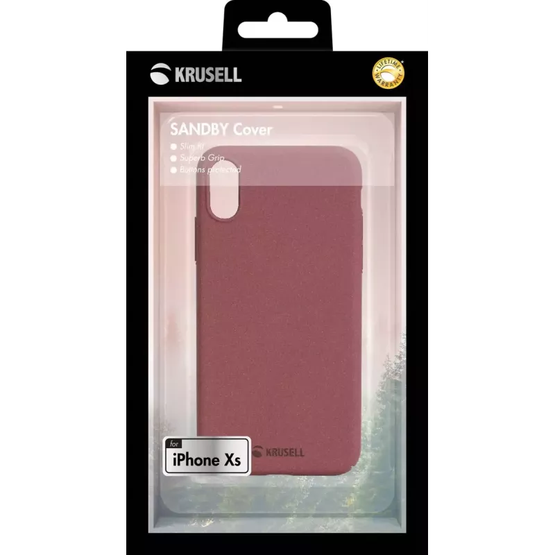 Lompakkokotelo Krusell Sandby iPhone X/XS viininpunainen
