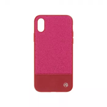 Tellur Glitter II keinonahkakuori iPhone X/XS -puhelimelle, vaaleanpunainen