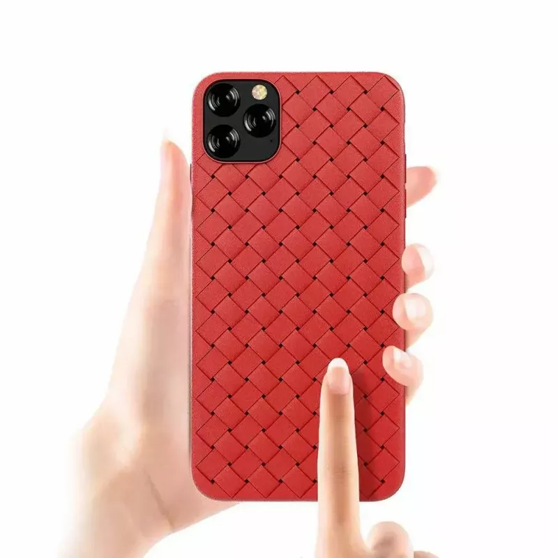 Pehmeä matkapuhelinkotelo Devia iPhone 11 Pro — kudottu kuvio, punainen