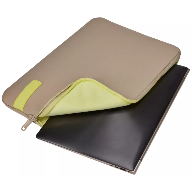 Case Logic Reflect REFPC-114 kannettavan suojakotelo 35,6 cm (14 tuumaa), muistivaahto, polyesteri, Plaza Taupe/Sun-Lime