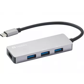 USB-keskitin Sandberg USB-C-keskitin 1xUSB3.0+3x2.0 SAVER