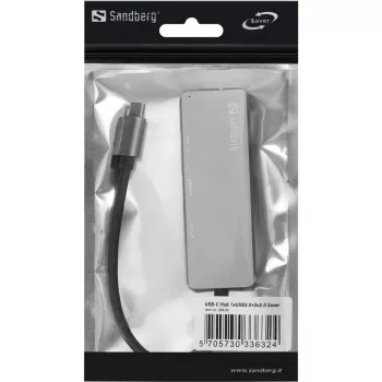 USB-keskitin Sandberg USB-C-keskitin 1xUSB3.0+3x2.0 SAVER