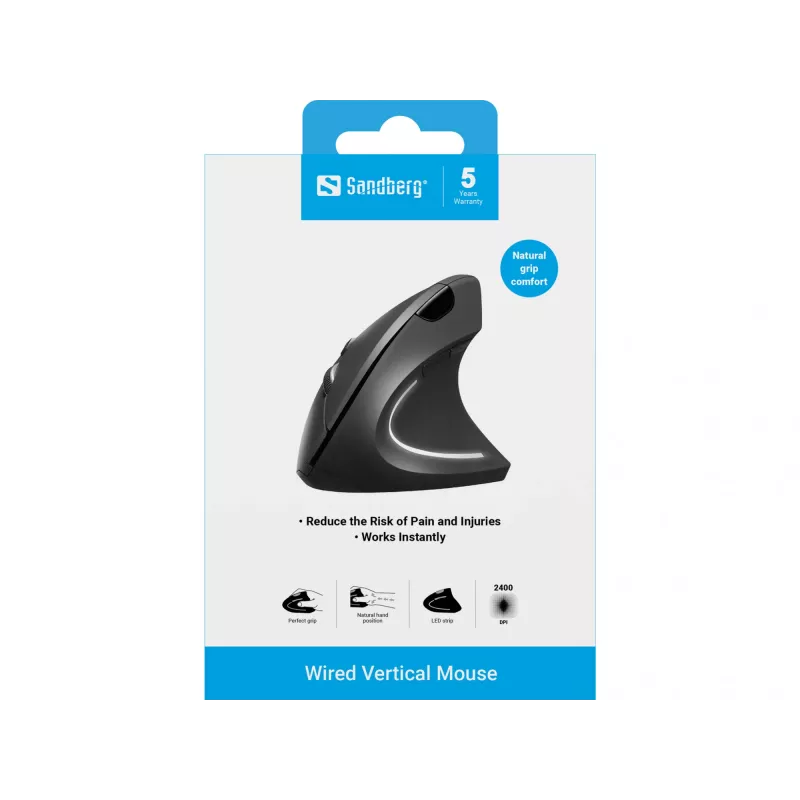 Johdollinen hiiri Sandberg Wired Vertical -hiiri USB Type-A